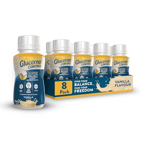 Glucerna Control Ready-to-Drink Shake (Vanilla) – 8 x 220ml – Supports Glucose Balance – Meal Replacement – Weight Control – High Fibre & High Protein – Low Sugar – Contains Chromium – Low GI