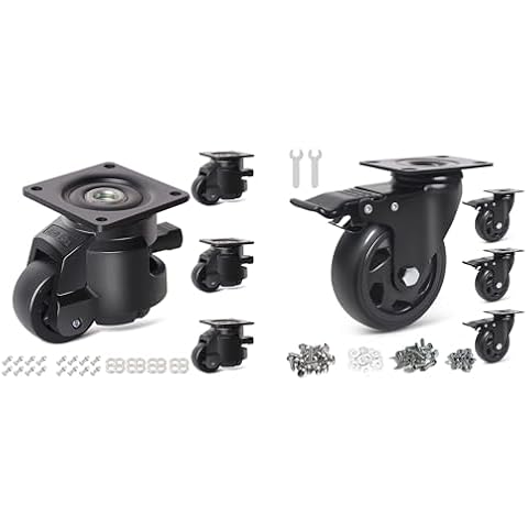 Cart Wheels Set of 4 Heavy Duty, Swivel Caster Wheels for Furniture, Workbench, Tool Box. Cover