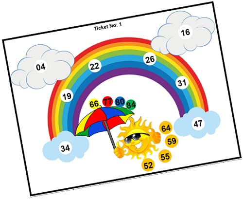 Monsoon - Rainbow Umbrella Theme Bingo Housie tambola Tickets (Printed on Hard Sheet, Big Size Tickets, 48 Cards) (B09B6GKNL4) Amazon Price History, Amazon Price Tracker
