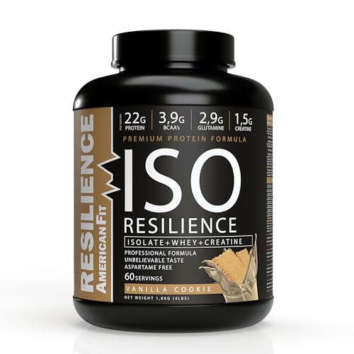 Proteína en Polvo|ISO RESILIENCE|1.8kg Proteínas de Suero con Creatina|Ganar Masa Muscular|Proteína Sabor Vainilla cookie|Batido Proteinas Masa Muscular|Proteina Con Creatina|Proteinas Whey