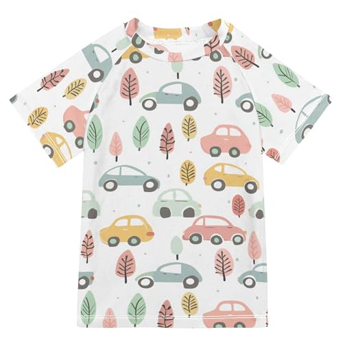 Colorful Cartoon Cars Bathing Suit Girls UV Protection Active Shirts Swimwear Beach Tops 3T