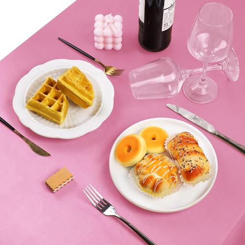 Image of TURSTIN 8 Pack Pink Satin Tablecloth 102 x 58 Inch Overlay Table Cove