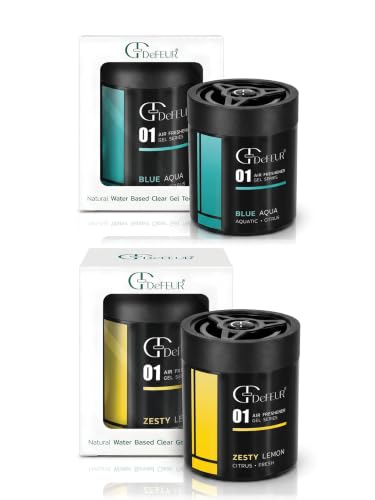 Image of Blue Aqua & Zesty Lemon Gel Car Perfume Combo | Long Lasting Car Air Freshener for Dashboard | Premium Car Freshener Gel | Fresh Marine & Citrus Fragrance | Odor Eliminator (2 x 140g)