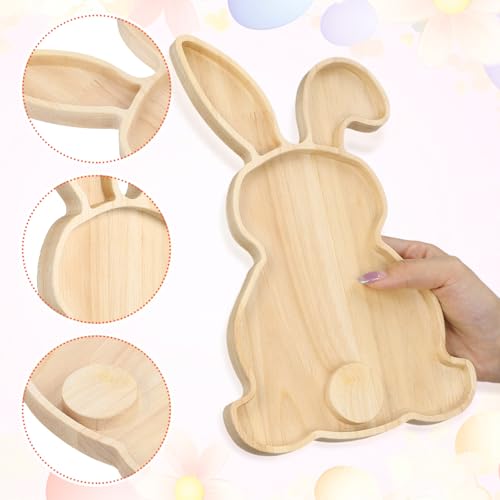 Toyvian holztablett in hasenform, servierbrett für wurstwaren in hasenform dekoratives Snack und salatbrett aus Holz obstteller für frühlings und osterfeste sowie Abendessen