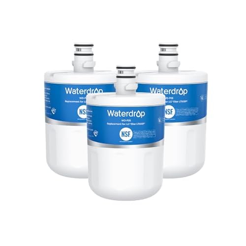Waterdrop 5231JA2002A Refrigerator Water Filter, Replacement for LG®LT500P®, GEN11042FR-08, ADQ72910911, ADQ72910901, Kenmore 9890, 46-9890, LFX25974ST, LMX25964ST, 3 Pack, Package May Vary 