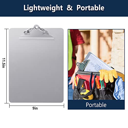 Metal Clipboard, 20% Sturdier Aluminum Contractor Clipboard With High Capacity Clip | Hangable Recycled Heavy Duty Rust-Proof | Plate For A4 Size Sheet, For Jobsite, Laboratory, Medical, Office, Teach #TOP3