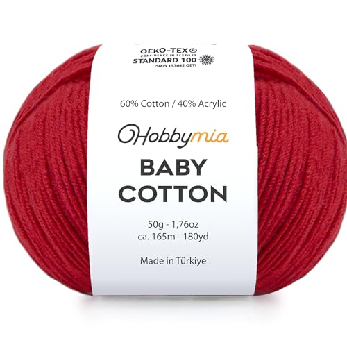 Image of Baby Cotton Blend Yarn - Soft Sport Weight Yarn for Crochet & Amigurumi - 50g /180yds - 60% Cotton 40% Acrylic - Ideal for Baby & Knitting Proj.(Shiraz, 1 Ball)