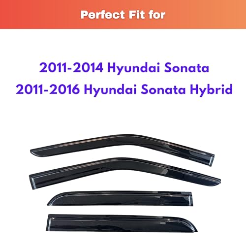 Image of KPY Rain Guards Fit for 2011-2014 Hyundai Sonata, Out-Channel Window Visors Vent Wind Deflectors 4PC, Car Accessories for 2011-2016 Hyundai Sonata Hybrid