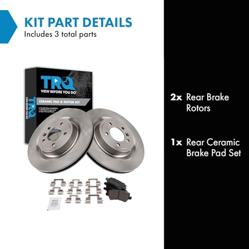 Image of TRQ Rear Brake Pad and Rotor Set Ceramic Compatible with 2014-2015 Land Rover Range Rover
