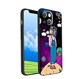 Compatible with iPhone 14 Case, Girl on Planet Galaxy Rocket Fake News Purple Graphic for iPhone...