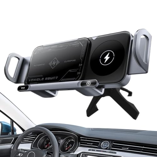 Cargador inalámbrico coche 15W soporte teléfono vehículos plegable doble bobina