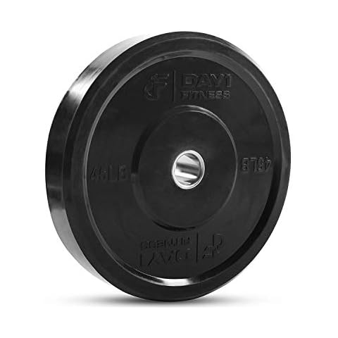 Day 1 Fitness Olympic Bumper Weighted Plate 2” For Barbells, Bars - 25 lb Single Plate - Shock-Absorbing, Minimal Bounce Steel Weights with Bumpers for Lifting, Strength Training, and Working Out Cover
