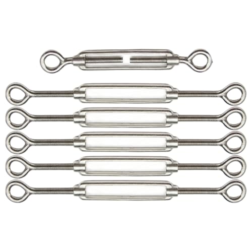 6 unidades de tensor de tensión heavy duty de acero inoxidable 304 ajustable tipo O a O para cables y velas de sombra miniatura 5