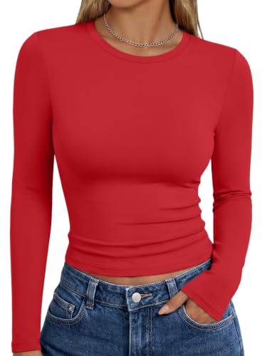 Trendy Queen Womens Long Sleeve T Shirts Fall Fashion Basic Y2K Tops 2026