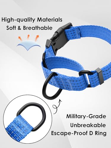 Image of Martingale Dog Collar, Reflective No Pull with Buckle, Blue, S | Escape Proof without choking ,Training Collar with Quick Release Buckle, Adjustable Heavy Duty Nylon collars for S M L Dogs