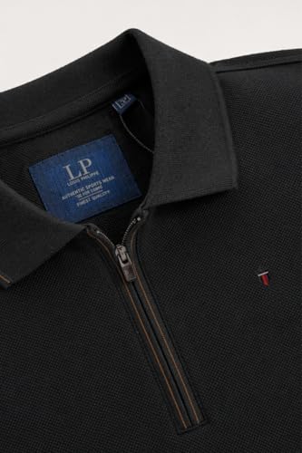 Image of Louis Philippe Men's Slim Fit Zipper Polo T-Shirt in 100% Cotton Pique Fabric for Casual Wear