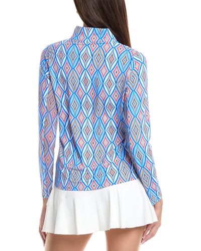IBKUL Athleisure Wear Sun Protective UPF 50+ Icefil Cooling Romina Print Long Sleeve Mock Neck Top - 109312
