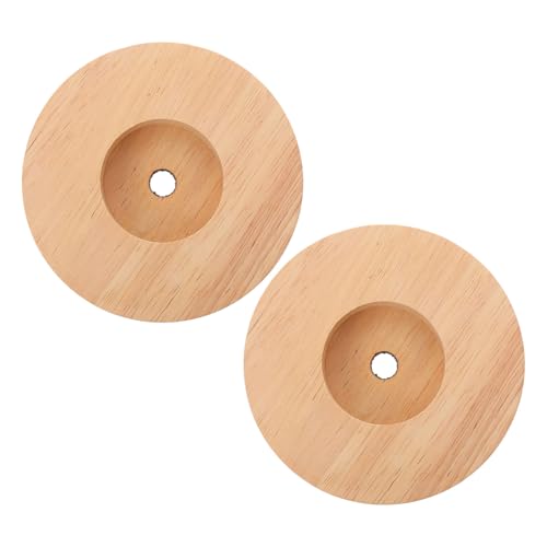 DECOMELODY 2 piezas Base de Lámpara de Mesa Redonda de Madera Maciza Soporte para Accesorio Duradero para Decoración de Dormitorio Sala y Oficina