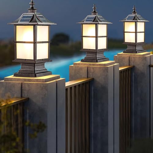 Lámpara solar impermeable con tapa de poste para iluminación exterior de vallas 3