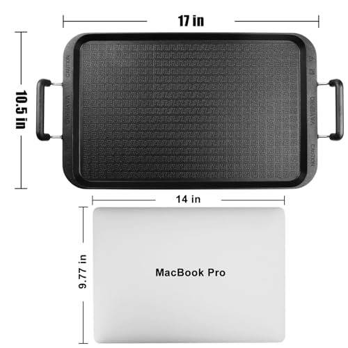Image of Vayepro Stove Top Griddle 17 Inch, Warp-Resistant Nonstick 2 Burner Griddle Pan for Gas Stove, Aluminum Flat Top Grill & Pancake Griddle for Indoor Cooking, Camping, Outdoor BBQ