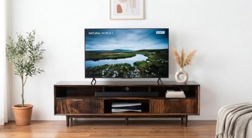 Image of Solid Sheesham Wooden TV Unit for 43 Inch TV, Wooden TV Cabinet for Living Room 43+ inch with 2 Drawers & Open Shelves, TV Stand for Living Room, Media, Entertainment Center (Matee Walnut)