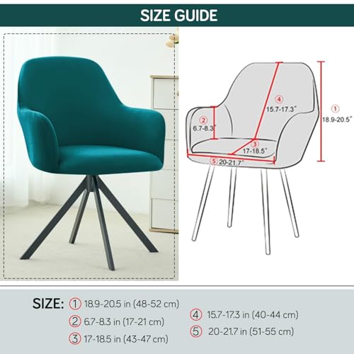 Image of HOKIPO 'SereneSolids' 140 GSM Stretchable Swivel Chair Cover High Armrest Slipcover, Teal (NEW-AR-6247-TL)