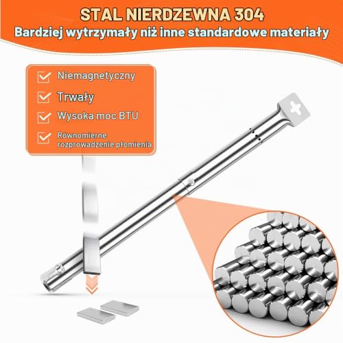 Denmay 31 cm – 45 cm, uniwersalne części zamienne do palników ze stali nierdzewnej do Landmann, Enders, Tepro, Taino, Campingaz, Outback, Barbecook i innych grilli, 4 sztuki