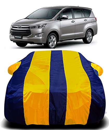 Image of Waterproof Car Cover with Ultra Surface Body Protection (Yellow Stripes) (Toyota Innova)