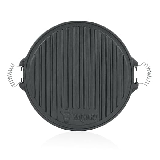 BBQ-Toro Gusseisen Grillplatte mit Griffen | Ø 42 cm | Wendeplatte, emailliert | Gasgrill Zubehör | Emaille Plancha für BBQ, Kugelgrill, Holzkohlegrill