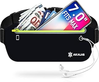 Akalas Ultra Slim Running Belt Waist Pack, No-Bounce Lightweight Fanny Pack, Water Resistant Runner Waist Bag, Adjustable Running Pouch for Gym Workouts, Travel & Outdoor Activities