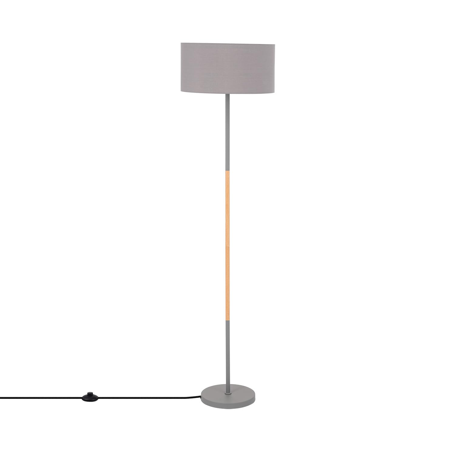 LEDKIA LIGHTING - Lámpara de Pie Silinda | Diseño Nórdico Elegante | Apta para Bombilla LED E27 | Uso Interior | Altura 159 cm | Color Gris, Textil y Metal