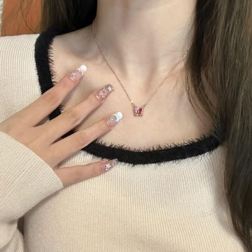 Collier papillon en filigrane double couche anti-nœud, chaîne de clavicule