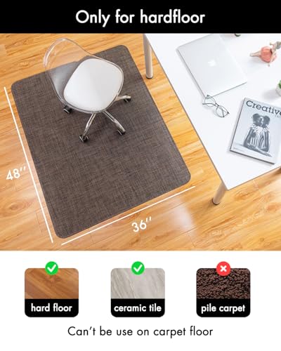 Image of Baroyal Office Chair Mat for Hardwood Floor Under Desk Computer Rolling Chair Mat for Wood /Tile Floor Non-Slip Heavy Duty Desk Rug PVC Plastic Hard Floor Protector 36 inch x 48 inch (Dark Walnut)