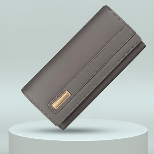 Image of ALSU Women's Hand Wallet Purse Clutch | Phone Pocket | Coin Compartment | Credit Card Slots| Zipper Pocket| Office use| Casual use| Faux Leather (Grey)