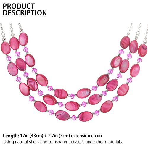 FULU AUTUMN Layered Beaded Necklaces for Women Chunky Statement Necklace Silver Chain Fashion Jewelry Gift for Her(Hot pink) by FULU AUTUMN - Used condition - Image 4