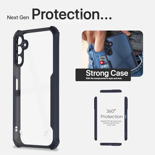 Image of Pikkme Samsung Galaxy F15 5G / Samsung Galaxy M15 5G Back Cover | Crystal Clear Transparent Back | Ultra Hyrbid | Full Camera Protection | Raised Edge | Bumper Back Case (Blue)