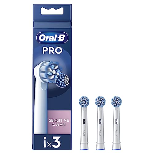 Oral-B Sensitive Clean Testine Spazzolino Elettrico, Confezione da 3 Testine di Ricambio, Pulisce Aree Sensibili e Infiammate, Rimuove Fino al 100% di Placca in Più