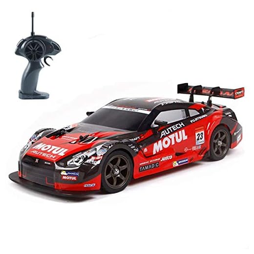 Makerfire Super GT RC Sport Racing Drift Car, 1/16 Remote Control Car for Adults Kids Gifts, 4WD RTR Vehicle with 6 Battery and Drift Tires - Red