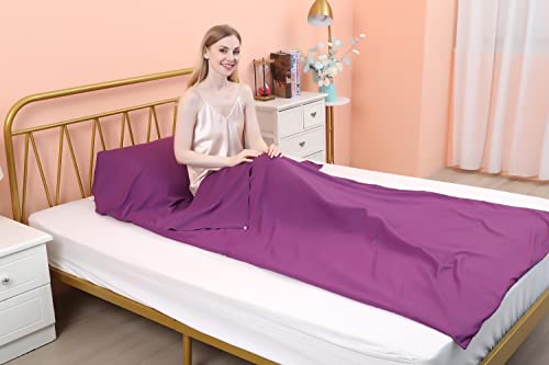 JITTY Sleeping Bag Liner 210x115cm Portable Lightweight Travel Sheet With Pillow Slot for Hotel Hostels Business Camping Backpacking Hiking Home(Purple) - Image 2