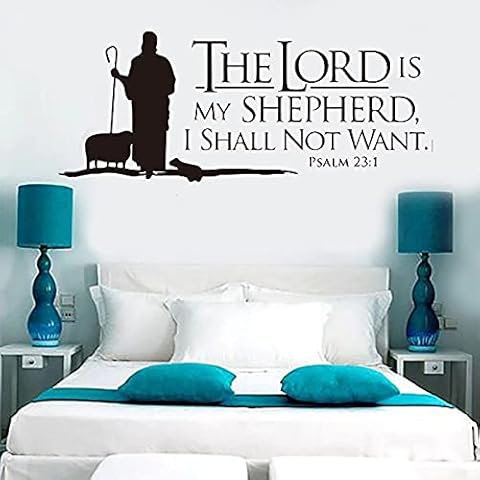 XIAOHUKK Psalm 23 Wall Decal Quote The Lord is My Shepherd Sticker Bible Verse Home Decor Christian Bedroom Living Room Decoration Cover