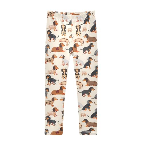 senya Girls Printed Leggings Yoga Pants Dachshund Breed Animal Seamless for Kids in 4t to 10 Years, 4T