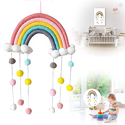 Bunte Wandbehänge Regenbogen, Makramee Regenbogen Wandbehang, Dekorativer Wandteppich Regenbogen, Geeignet für Schlafzimmer, Wohnzimmer, Kinderzimmer, Flur, Schlafsaal Cover