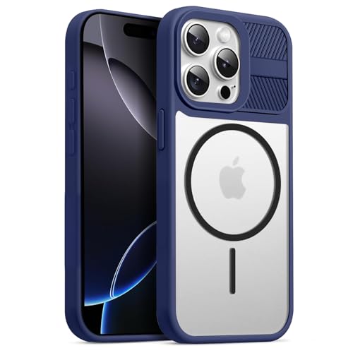 Image of KARWAN️ Magnetic Clear Back Case Cover for iPhone 14 Pro (6.1-Inch-) |Acrylic Transparent Slim | Shockproof iPhone 14 Pro Mobile Phone Back Cover [Clear Back] [TPU + Pc] [Blue]