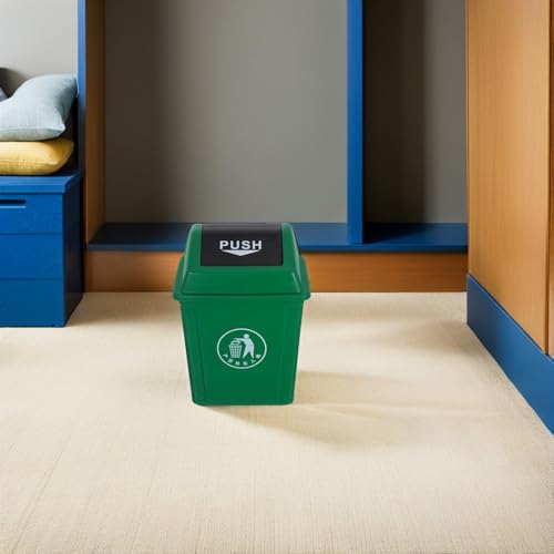 Caneca de basura con tapa abatible verde 10l para cocina y oficina miniatura 6