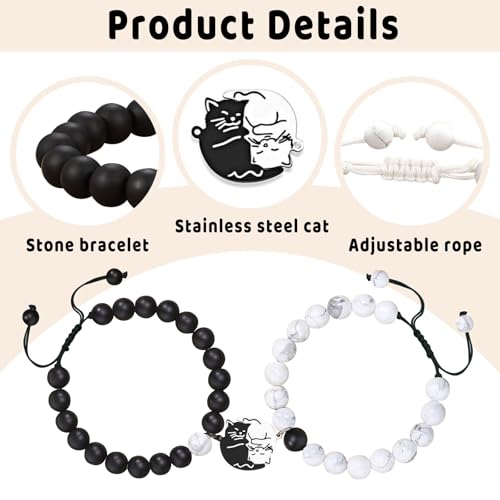 2 stuks kattenarmbanden, vriendschapsarmbanden, cadeau voor koppels, vriendschapsarmbanden, verjaardagscadeau voor Valentijnsdag, Kerstmis - Afbeelding 4