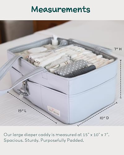 Image of Lily Miles Diaper Caddy Organizer with 8 Pockets, Wipeable Baby Caddy Basket for Diapers and Wipes, Baby Registry Favorites, Nursery Tote Bag for Changing Table or Car (Heather Grey, Large)