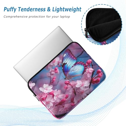 Funda para portátil 13-14 pulg azul con mariposas y flores miniatura 5