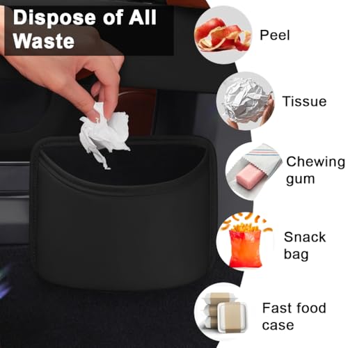 Image of STHIRA Car Organizer Pouch, Sleek PU Leather Trash Bin with Back Clips, Car Seat Side Pocket, Multi-Purpose Clamp On Storage Bin for Trash, Water Bottle, Accessories, and Gadgets, 20.5x16x7cm