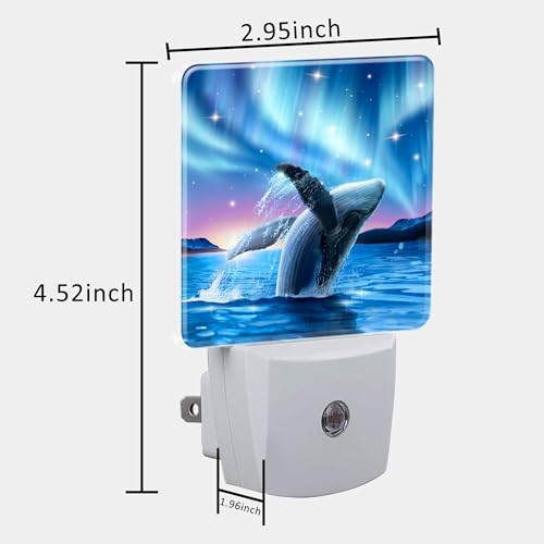 Image of Humpback Whale Breaching Water Night Light for Kids, LED Night Light Plug into Wall with Dusk to Dawn Sensor for Girls Boys Women Men Room Decor, Hallway, Kitchen, Bathroom, Nursery, Stairs