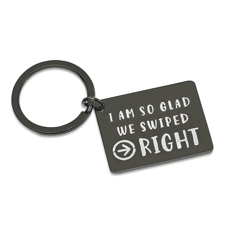Miniatura 2 de ShiQiao Spl Llavero con texto en inglés "I Glad I Swiped Right", regalos de prometida para él, su marido, regalos de cumpleaños, regalos del día de